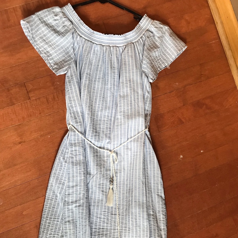 Blue & white striped mini dress size small